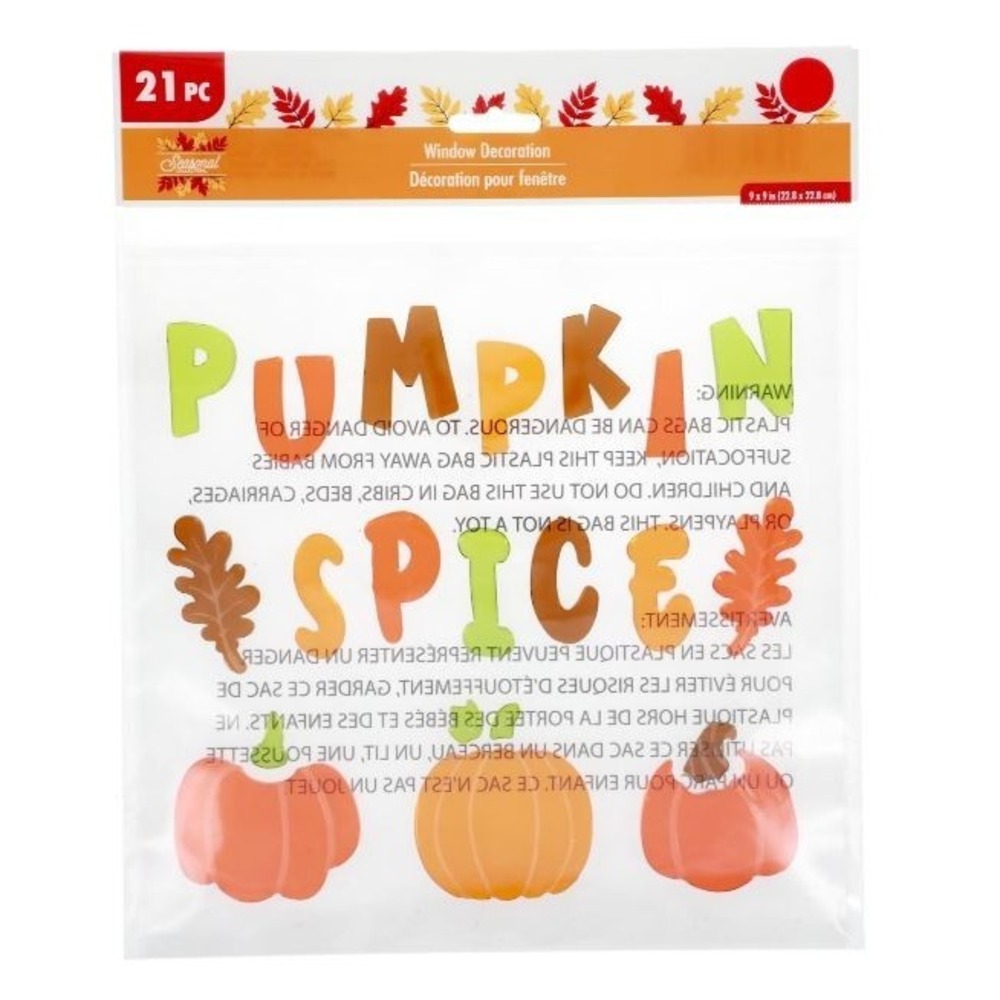 NEW Thanksgiving Fall Window Gel Cling Stickers Pumpkin Spice 21 pieces Decor!‎